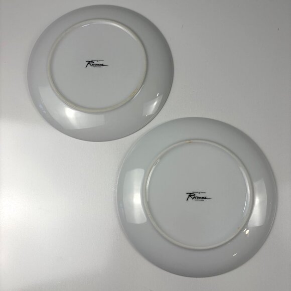 Starbucks 2010 Rosanna Holiday Plates Set Of 2 Red White Gold Birds Holly 8 Inch - Picture 3 of 4